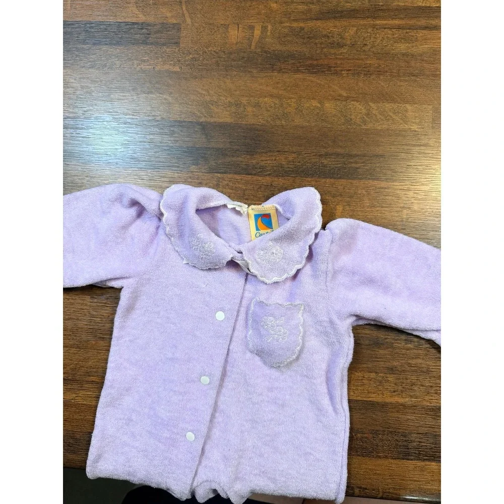 Vintage newborn terry cloth sleepers.  Lilac and mint green.
